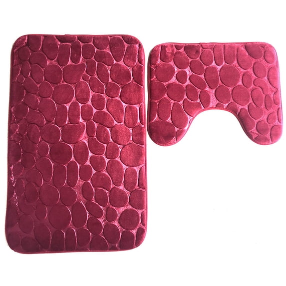 Bathroom Rugs Sets 2 Piece With U Shaped Toilet Mat And Thick Microfiber Bath Mat With PVC Non Slip Rubber Backing