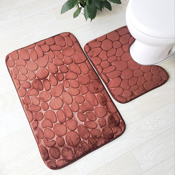 Bathroom Rugs Sets 2 Piece With U Shaped Toilet Mat And Thick Microfiber Bath Mat With PVC Non Slip Rubber Backing