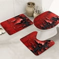 Bathroom Rugs Sets 3 Piece Abstract Red Textured Canvas Non Slip