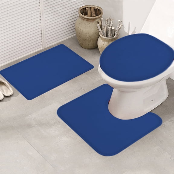 Bathroom Rugs Sets 3 Piece,Bath Mats,Bathroom Toilet Cover Bathroom Mats Absorbent Printed Floor Mats Bathroom Toilet 3 Piece Floor Mat Set(Blue 3pcs/Set 16"(32"+24"+20")