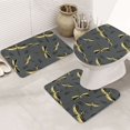 Bathroom Rugs Sets 3 Piece, Black Golden Dragonfly Soft Bath Mats for
