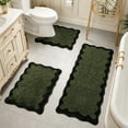thumbnail image 1 of Bathroom Rugs Sets 3 Piece Black Non-Slip Cute Absorbent Long Bath Mat with U-Shaped Contour Toilet Rug Fun Machine Washable Shaggy Bathroom Mats for Bathroom Tub Shower, 1 of 6