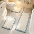 thumbnail image 1 of Bathroom Rugs Sets 3 Piece Blue Non-Slip Cute Bath Mat with U-Shaped Contour Quick Dry Absorbent Shaggy Microfiber Bath Rug Modern Washable Aesthetic Shower Rug for Sink Tub Toilet, 1 of 7