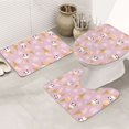 Bathroom Rugs Sets 3 Piece Cartoon Cute Panda Cone Pink Non Slip