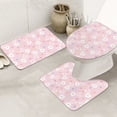 Bathroom Rugs Sets 3 Piece Cartoon Cute Rabbit Pink Flower Absorbent