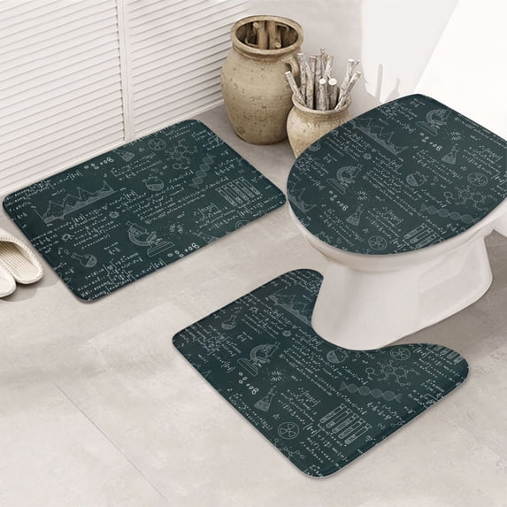 Bathroom Rugs Sets 3 Piece - Chemical Absorbent Non Slip Bath Mats, U-Shape Toilet Lid Cover, Contour Mat, Soft Washable Shower Mats Bath Rug Mat for Bathroom Tub Toilet