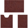 thumbnail image 1 of Bathroom Rugs Sets 3 Piece Chenille Bath Rug Non-Slip Bath Mats with Soft Plush PVC Backing Water Absorbent Carpet 1'' Quick Dry Microfiber Toilet Mat, Coffee, 1 of 7
