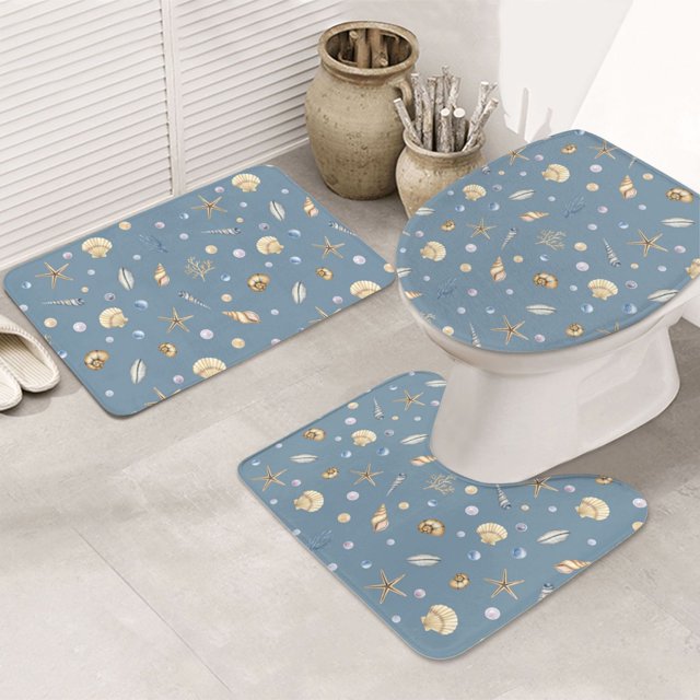 Bathroom Rugs Sets 3 Piece Conch Shell No.J932 Non Slip Washable Bath