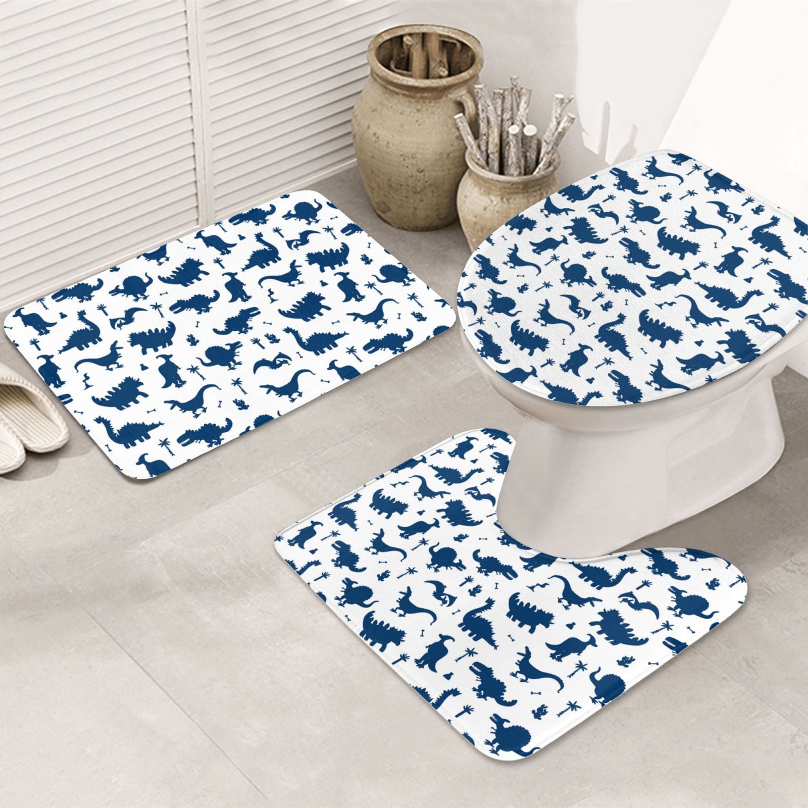 Bathroom Rugs Sets 3 Piece, Cute Cartoon Dinosaurs Cute Bath Mats for ...