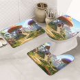 Bathroom Rugs Sets 3 Piece, Cute Mushroom Town Soft Bath Mats for