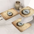 thumbnail image 1 of Bathroom Rugs Sets 3 Piece - Magnetic Old Compass On World Map Absorbent Non Slip Bath Mats, U-Shape Toilet Lid Cover, Contour Mat, Soft Washable Shower Mats Bath Rug Mat for Bathroom Tub Toilet, 1 of 7