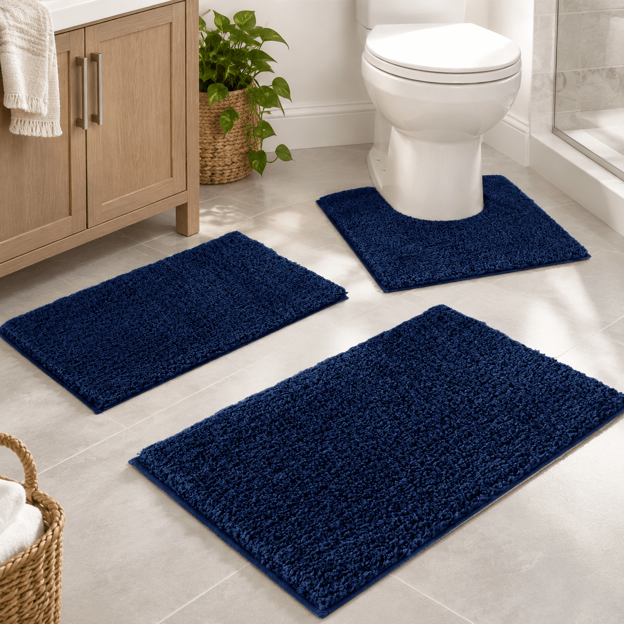 Bathroom Rugs Sets 3 Piece Non Slip Washable Bath Mat Set - Walmart.com