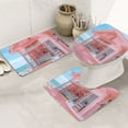 Bathroom Rugs Sets 3 Piece, Pastel Pink Beach Cafe Bathroom Rug Set