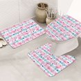 Bathroom Rugs Sets 3 Piece Pink Striped Flamingo Absorbent Bathroom