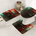 Bathroom Rugs Sets 3 Piece Red Dark Skull Abstract Non Slip Washable