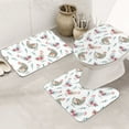 Bathroom Rugs Sets 3 Piece Rustic Funny Chicken Flower Non Slip