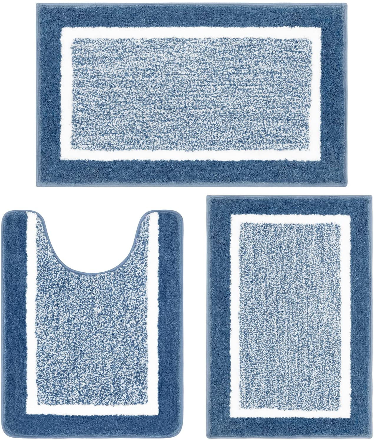 Bathroom Rugs Sets 3 Piece Bathroom Shower Rugs with UShaped Contour