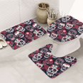 Bathroom Rugs Sets 3 Piece Skull Rose Flowers Non Slip Washable Bath