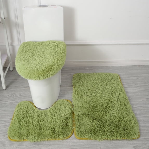 Bathroom Rugs Sets 3 Piece, Thick Fluffy Soft Bathroom Rugs,Non-Slip Rubber Bottom, Water Absorption, Quick Dry, Ultra Soft, Bath Mats with U-Shaped Toilet Floor Mat Rugs andToilet Lid Cover Mat