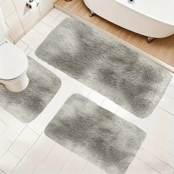 Bathroom Rugs Sets 3 Piece, Tie-Dye Soft Absorbent Bath Mats and U-Shaped Contour Toilet Rug, Machine Wash Dry, Plush Shaggy Bath Mat Set for Bathroom