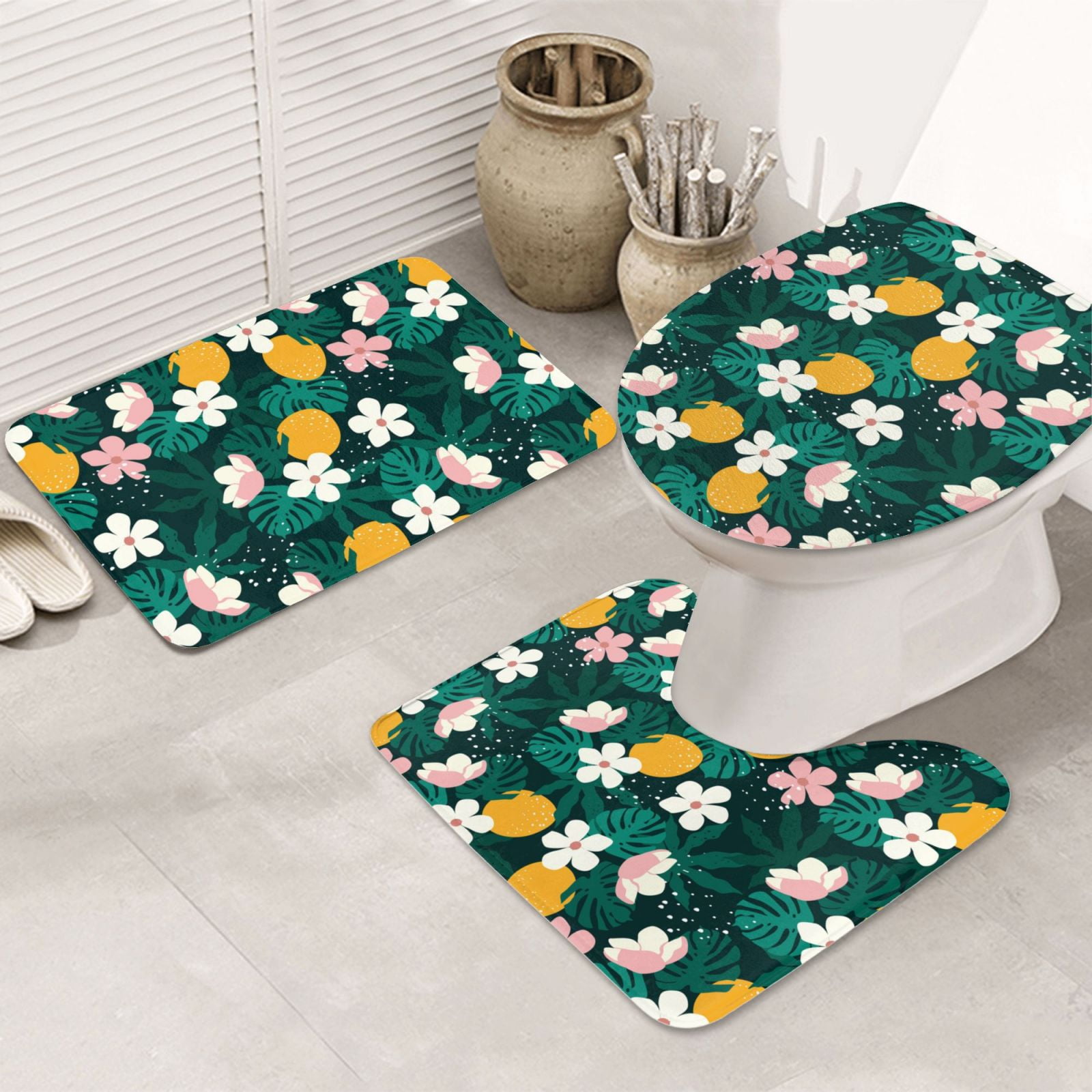 Bathroom Rugs Sets 3 Piece Tropical Fruit B Absorbent Bathroom Mat