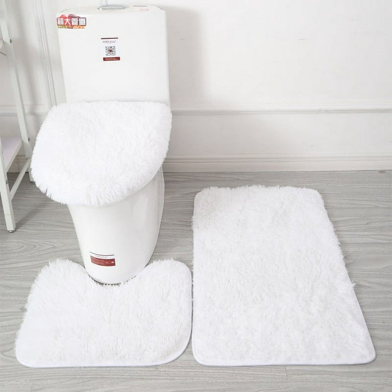 3Piece Bathroom Rug Absorbent Bath Mat Sets Non Slip Soft U-Shaped Toilet  Rug