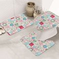Bathroom Rugs Sets 3 Piece funny Postmark Pattern Absorbent Non Slip