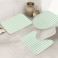 thumbnail image 1 of Bathroom Rugs Sets 3 Piece - light green checkered Grid Absorbent Non Slip Bath Mats, U-Shape Toilet Lid Cover, Contour Mat, Soft Washable Shower Mats Bath Rug Mat for Bathroom Tub Toilet, 1 of 7