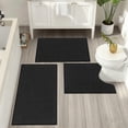 thumbnail image 1 of Bathroom Rugs Sets 3 Pieces, Ultra Thin Bath Mats Fit Under Door, Absorbent Quickly Dry Rubber Backing Braided Bath Mat Set, 1 of 10