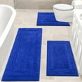 thumbnail image 1 of Bathroom Rugs Sets 3, Yamaziot Non Slip Bath Runners, Washable Soft Shaggy Plush Absorbent Microfiber Shower Rug with Toilet Floor Mat, Solid Blue, 1 of 9