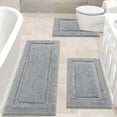 thumbnail image 1 of Bathroom Rugs Set 3, Yamaziot Non Slip Bath Runners, Washable Soft Shaggy Plush Absorbent Microfiber Shower Rug with Toilet Floor Mat, Solid Gray, 1 of 10