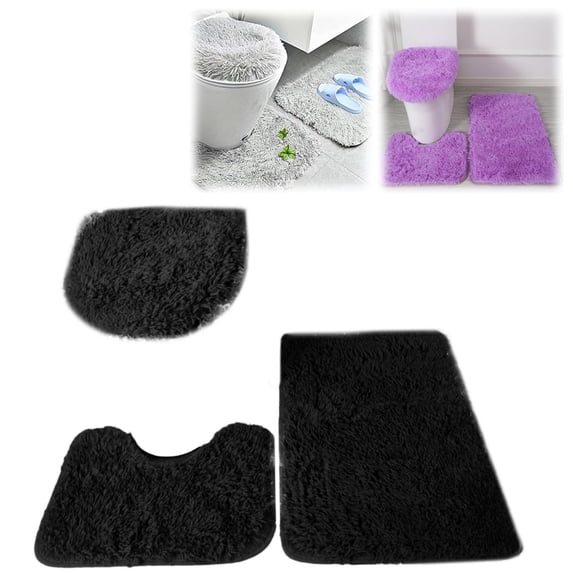 Bathroom Rugs Sets 3Piece Bath Rug Floor Washable Shower Rug with U-Shaped Contour Rug Toilet Lid Cover
