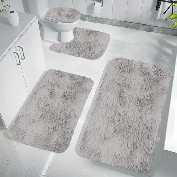 Bathroom Rugs Sets 4 Piece, Non-Slip & Quick Dry Bath Mat Set, Ultra Soft Velvet Bath Rugs for Bathroom, Toilet and Shower Floor