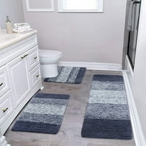 Bathroom Rugs Sets, 4 Piece Plush Bath Rugs With U Shaped Toilet Mat Lid Cover And Shower Rug Non Slip Absorbent Microfiber Bathroom Carpet Set Washable Floor Decor