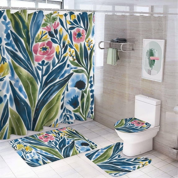 Bathroom Shower Curtain And Rug Setsnull