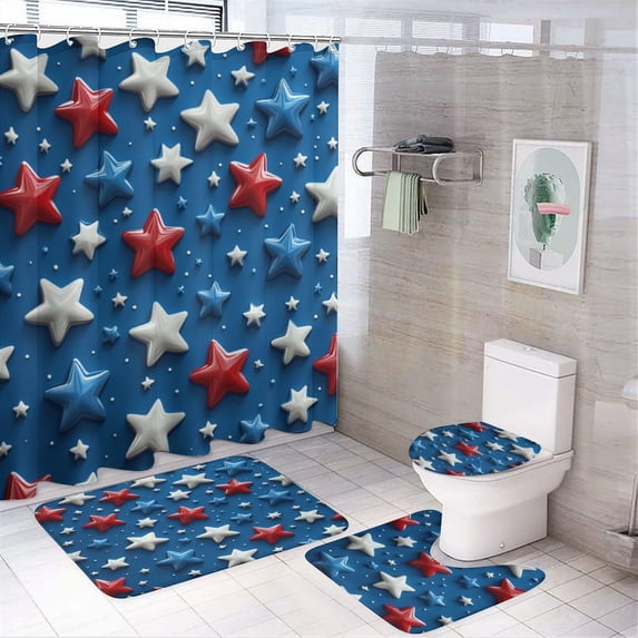 Bathroom Rugs Sets 4 Piece with Shower Curtain, Tulip and Lavender ...
