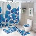 thumbnail image 1 of Bathroom Rugs Sets 4 Piece with Shower Curtain sets, Blue Leaf Branch Pattern Printed on Cute Shower Curtain Sets with Rugs, Perfect for Bathroom Hotel Dorm Spa Home, 72 x 72 inches, 1 of 8