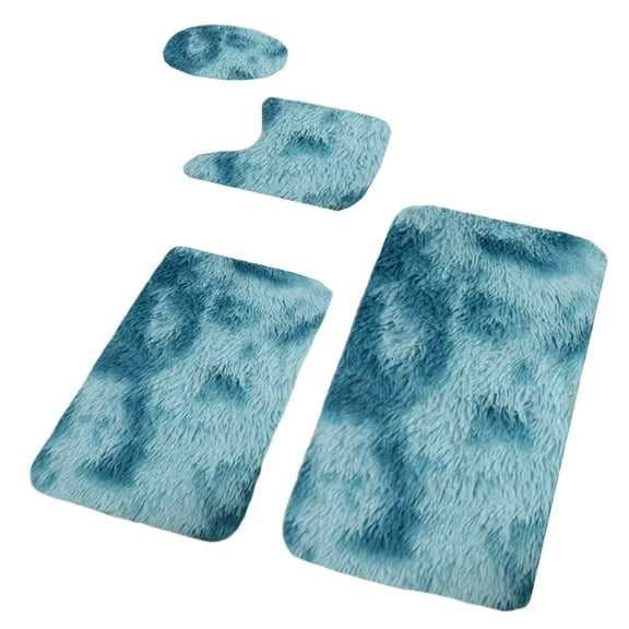 Bathroom Rugs Sets 4 Piece, Soft Absorbent Microfiber Bath Rugs with U-Shaped Contour Toilet Rug And Toilet Lid Cover, Thick Non-Slip Plush Shaggy Bath Mat Set Ciozy