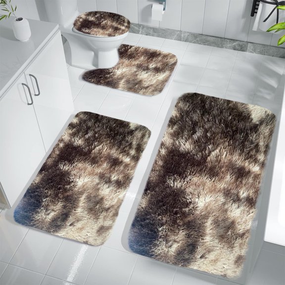Bathroom Rugs Sets 4 Piece With Toilet Lid Cover, Non Slip Bathroom Mats Extra Soft Shaggy Bath Rugs Absorbent Shaggy Rugs Perfect Plush Mats U-Shaped Toilet Rug And Toilet Cover Kitchen,Home Decor