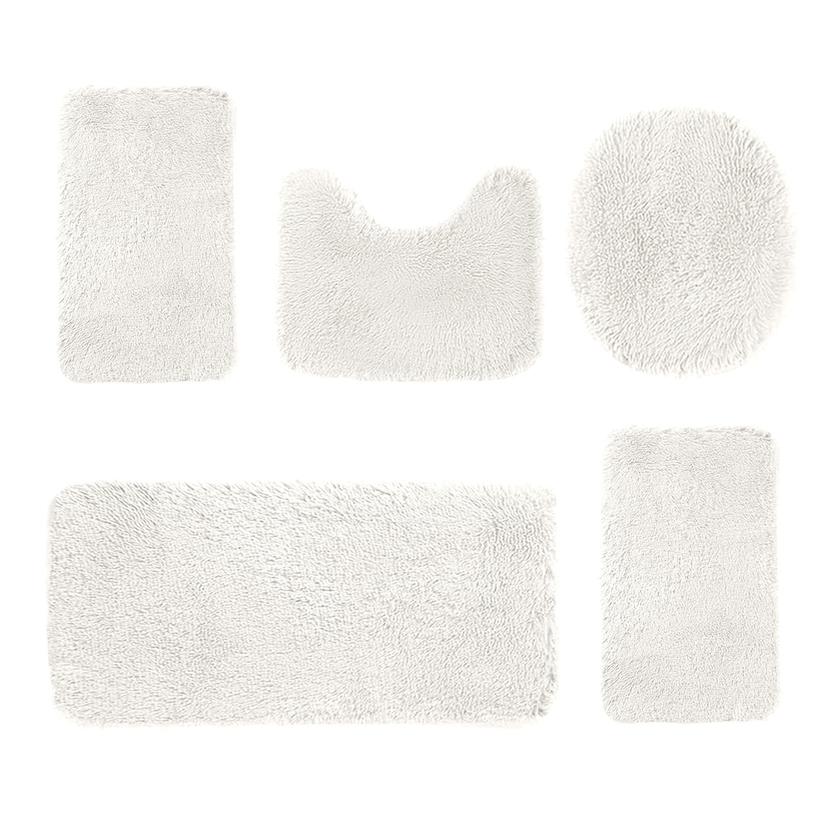 Bathroom Rugs Sets 5 Piece with Toilet Cover, Plush Shaggy Black ...