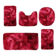 Bathroom Rugs Sets 5 Piece with Toilet Mats , Plush Shaggy Bathroom Rug Absorbent, Non Slip Machine Washable Bath Rugs with U-Shaped Contour Toilet Mat for Bathroom Tub, Shower