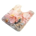 thumbnail image 1 of Bathroom Rugs Shaggy Toilet Base Mat 20x24 U Shape Soft Contour Rug Absorbent Non Slip Pink Flowers, 1 of 9