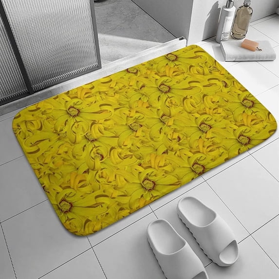 Bathroom Rugs Small Yellow Chrysanthemum Bath Rugs Absorbent Non Slip Door Mats Soft Carpet Washable Doormat for Kitchen Bathroom Entry Way Decor Accessories 18 x30Inch
