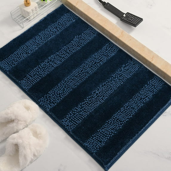 Bathroom Rugs Soft Absorbent Microfiber Plush and Chenille 24"x16" Non-Slip Machine Wash Bath Mats for Tub and Shower