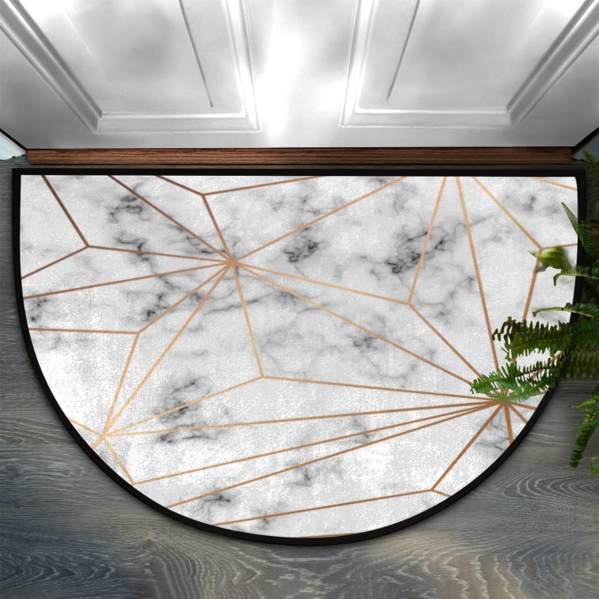 Bathroom Rugs Soft Half Round Doormat Marble Texture Indoor Anti-Skid ...