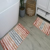 Bathroom Rugs, Soft Microfiber Bath Mats Set, Absorbent & Quick Drying, Non-Slip Rubber Backing, Machine Washable, Plush Bathroom Floor Mats for Tub, Shower, Sink – 17x24 & 20x32, 2 Piece Set - Coral