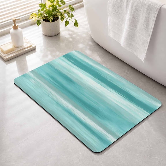 Bathroom Rugs Teal Foggy Cloud Bath Mat Absorbent Quick Dry Bathroom Floor Mat Non Slip Rubber Ombre Abstract Art Bath Mats for Bathroom Bathtub Shower Sink Home Decor 16" x 24"