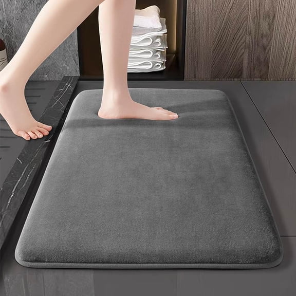 Bathroom Rugs, Ultra Absorbent & Non-Slip Memory Foam Bath Rugs, Machine Washable Bathroom mats, Soft Velvet Bath Mats，Easier to Dry for Bathroom Floor Rugs (32"×20", Dark Grey)
