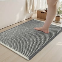 VUNATE Waffle Bathroom Rugs Ultra-Soft Non-Slip Bath Mat Super Absorbent Quick Dry Bath Rugs for Bathroom Floor Machine Washable Bathroom Mats with Boho Bathroom Decor 18"x30" Dark Gray and White