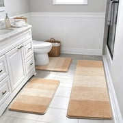 Bathroom Rugs, Yamaziot Bath Mat Set of 3, Absorbent Microfiber Non Slip Bathroom Runner for Tub Front with U-Shaped Toi